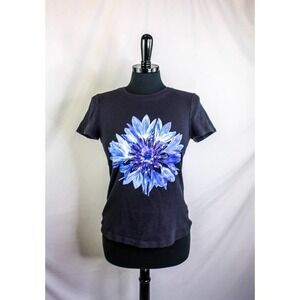 Norma Kamali T Shirt 100% Organic Cotton Flower Graphic Size M